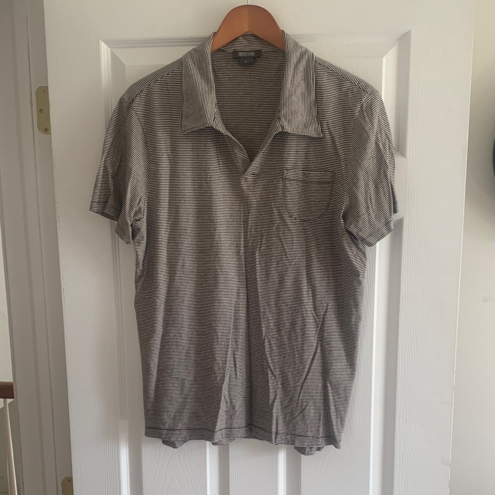Kenneth Cole Reaction Black and White Striped Polo